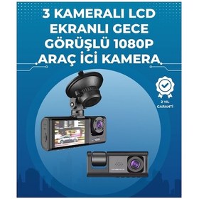 Resim Mey İthalat Gece Görüşlü 3'lü Araç Kamerası Geri Görüş Destekli, 170 Geniş Açı 