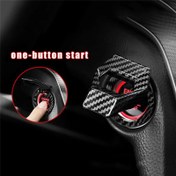 Resim Araba Motoru Çalıştırma Durdurma Anahtarı Düğme Kapağı Dekoratif Oto Aksesuarları Basmalı Düğme Yapışkan Kapak Araba İç Araba Styling 