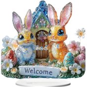 Resim Suntek Tavşanlar Masa Üstü Süsleme Paskalya Dekoru Kapalı İsteğe Bağlı 