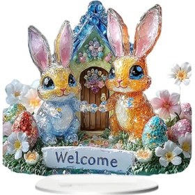 Resim Suntek Tavşanlar Masa Üstü Süsleme Paskalya Dekoru Kapalı İsteğe Bağlı 