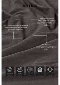 Resim %100 Pamuk Penye Lastikli Çarşaf Tek Kişilik, Çift Kişilik Ve Battal Boy Antrasit 