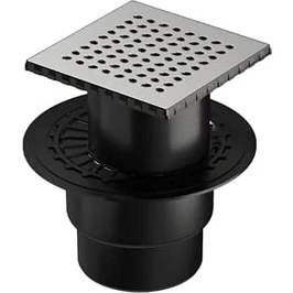 Resim V-Flow Kare 5607287 Yalıtımlı Duş Kanalı, Alttan Çıkışlı, 15X15 Cm, Dk 200 Kapak, Mat Krom 