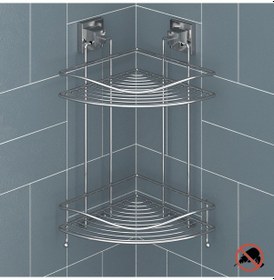 Resim Teknotel Yapışkanlı Iki Katlı Banyo Duş Köşe Rafı Krom Ef253 Çok Renkli 