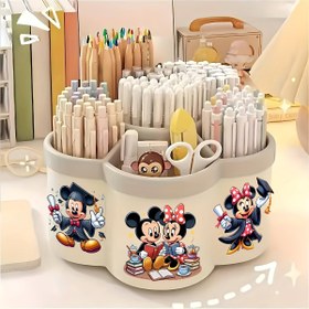 Resim 1 Adet Disney Mickey ve Minnie Kalemlik, Büyük Kapasiteli 360° Dönebilen Çok Amaçlı Bölmeli Saklama Kutusu - Ofis Masaüstü, Tuvalet Masası Dekoru, Ofis Malzemeleri ve Aksesuarları, Çalışma Alanı Temel Eşyaları, Ev Organizasyonu, Eğlenceli Tasarım, Paslanmaz Malzeme, Hafif Organizer, Öğrenci ve İş İnsanları İçin 