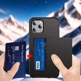 Resim Zırh Kaydırma Kart Telefon Kılıfı iPhone 15 14 13 Pro Max için Funda Kart Yuvaları Tutucu Kapak iPhone 15 pro max 14 13 Kılıf Capa 