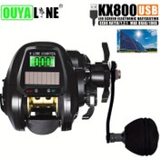 Resim OUYALINE Elektronik Baitcasting Olta Makarası Su Geçirmez LED Ekran USB ve Güneş Şarjı Yüksek Hız 7.2:1 7+1BB 10kg Çekme Gücü Deniz Suyu Geçirmez Jigging Cast Drum Tekerlek Olta 
