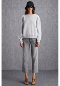 Resim Grimelange Vaneltına Kadın Içi Polarlı 3 Iplik Organik Pamuk Oversize Basic Bisiklet Yaka Grimelanj Sweatshirt 