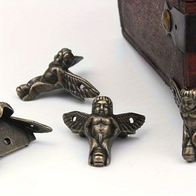 Resim Ahşap Kutular & Hediye Kutuları için 8 Adet Antik Bronz Melek Köşe Koruyucular - Şık Mobilya Dekoru 