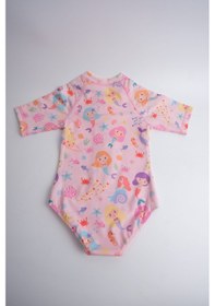 Resim UV Korumalı UPF 50+ Bebek Çocuk Mayosu Mermaid Magic Pembe 