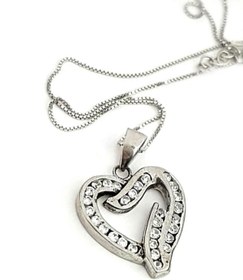 Resim OSESHOP Kalp Figürlü Zirkon Taşlı Gümüş Kolye 