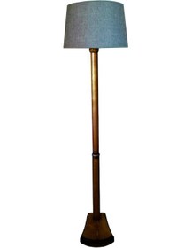 Resim Antik Serisi,Masif Torna Ayaklı Lambader( Gri Keten Şapka) 