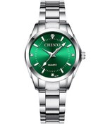 Resim Yifomall Kadınlar İçin Klasik Kuvars Saat, Çelik Kordon, Işık Verici İğneler, 30m Su Geçirmez, Yeşil Renk Çok Renkli 