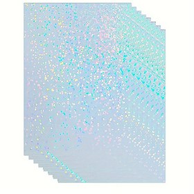 Resim 50 Yaprak Holografik Şeffaf Vinil Soğuk Lamine Film - 10.41x7.37 cm Parıltılı Yapışkan Örtü, Kabarcıksız Kendinden Yapışkanlı, Kristal Berrak Koruyucu Kaplama, Etiketler, Çıkartmalar, DIY El İşleri için Yüksek Kaliteli Iridescent Etkili Şeffaf Vinil Sticker, Etiket Dekorasyonu 
