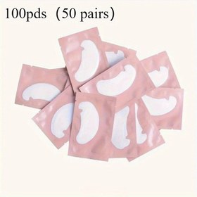 Resim 100 adet (50 çift) U şeklinde alt göz pedi, kirpik uzatma bandı, kirpik aşı aracı, göz bakımı için kullanılan güzellik araçları 