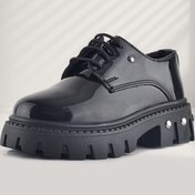 Resim Rakerplus Siyah Rugan Bağcıklı Metal Detaylı Kız Çocuk Oxford Günlük Ayakkabı 