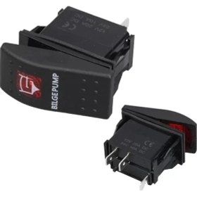 Resim İntora sintine Pompa Sembollü Işıklı 3 Pinli On-Off 12-24V Marin Switch 