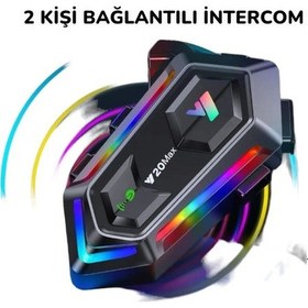 Resim Kask Interkom Rgb Işıklı Çift Bağlantı Siri Bluetooth Mikrofon Kulaklık Stereo Motorsiklet 