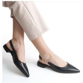 Resim Feles Yan Toka Detaylı Arkası Açık Kadın Babet Ayakkabı Siyah 