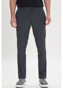 Resim AC&Co / Altınyıldız Classics Erkek Antrasıt Slim Fit Dar Kesim Beli Bağlamalı Gofre Desenli Yan Cepli Pantolon Antrasit 