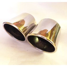 Resim Egzozcum 120 Mm. Eğimli Kesim Yuvarlak Çıkış Paslanmaz Krom Sessiz Eksoz Ucu 1 Adet 