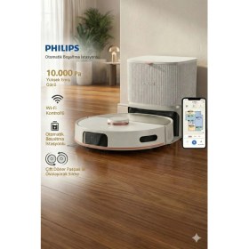 Resim Philips Otomatik Istasyonlu Islak Kuru Robot Süpürge 10.000 Pa Güç Çift Döner Mop Teknolojisi Yasaklı Alan Seçimi ve Çok Katlı Haritalama Özelliği 