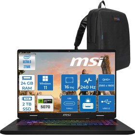 Resim Msı Crosshaır 16 Hx Aı WD2XWGKG Intel Core Ultra 9-275HX Aı 24GB 2TB SSD 8GB/RTX5070 115W 16″ 16:10 QHD+(2560 x 1600), 240Hz IPS Windows 11 Pro Taşınabilir Bilgisayar W047XTRW05 
