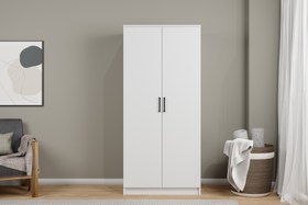 Resim KARDELEN BEYAZ ELBİSE DOLABI, 2 KAPAKLI, 4 RAFLI, 80 CM 