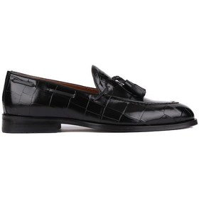 Resim Shoetyle - Siyah Croco Deri Püsküllü Erkek Klasik Ayakkabı 250-7951-835 