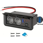 Resim Sunshine022 Kırmızı Işıklı 3 Usb Çift Sigara Çakmağı Splitter Hızlı Şarj 12v 24v Araç Tekne Diğer 