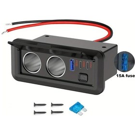 Resim Sunshine022 Kırmızı Işıklı 3 Usb Çift Sigara Çakmağı Splitter Hızlı Şarj 12v 24v Araç Tekne Diğer 