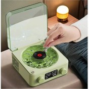 Resim Waves Nostalji Plak Görünümlü Bluetooth Hoparlör 3D Ses Dalgası Retro Müzik Plak Yeşil 