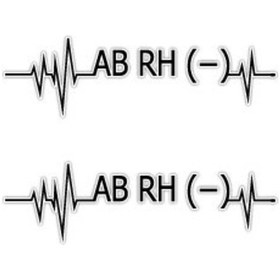 Resim Bt48S Kalp Ritmi Desenli Ab Rh Negatif Kan Grubu Etiketi 2Li Set 