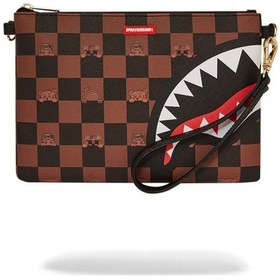 Resim Sprayground Peeking Character Check Pouchette, Kahverengi Unisex El Ve Omuz Çantası El Çantası 