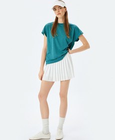 Resim Koton Bisiklet Yaka Kısa Kollu Oversize Spor Tişört Yeşil 5wak10118nk Yeşil 