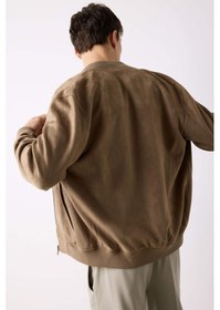 Resim DeFacto Slim Fit Süet Bomber Mont Ceket Dar Kesim Kolej Yaka Fermuarlı Çift Cepli Mevsimlik Baharlık Hafif A3866AX25SPBN297 