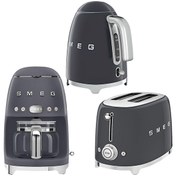 Resim Smeg 50's Style Barut Gri Kettle - 1x2 Ekmek Kızartma Makinesi Ve Filtre Kahve Makine Seti smeg