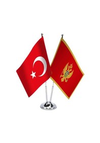 Resim Crnagora Karadağ Ve Türkiye -ikili Saten Masa Bayrağı 1 