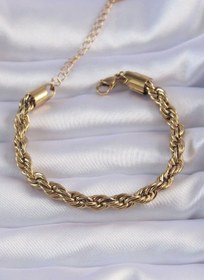 Resim Genel Markalar 316L Çelik Gold Renk Kalın Burgu Zincir Bileklik 