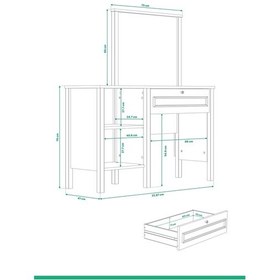 Resim Taiga Makyaj Masası 120 X 136 X 41 Cm Buz Gri - Retro Tasarım Beyaz - Beyaz 