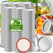 Resim Normal/Geniş Ağızlı Konserve Kapakları ve Halkaları, Mason Kavanozu Kapakları, Sızdırmazlık ve Güvenli Mutfak Saklama için Uygun Silikon Contalı Bölünmüş Tip Kapaklar (12 kapak + 12 halka) 
