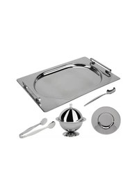 Resim Jumbo New 9000 28 Parça Oval Çay Seti Çelik Çelik Gümüş 