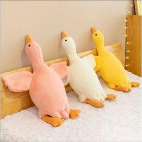 Resim Sevimli Peluş Uyku Arkadaşım Kaz 75 Cm- Uçan Kaz Morton Uyku Yastığı Sarı 