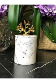 Resim MIARIK DESIGN & DEKORASYON Dekoratif Leylak Mermer Pamukluk Gold Mercan Detaylı 
