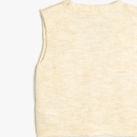 Resim Kız Bebek Basic Yelek Kolsuz Çiçek Aplikeli V Yaka 