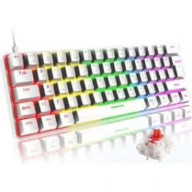 Resim Silabor Rgb Beyaz Renk Kırmızı Switch T60 Mekanik Klavye (Yurt Dışından) 