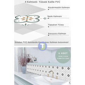 Resim Technojet Kendinden Yapışkanlı Karo Pvc Mutfak Banyo Tezgah Kaplama Sticker 6ADET 20CM×20CM 