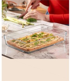 Resim Paşabahçe Premium 59334 Borcam Dikdörtgen Büyük Fırın Tepsi Şeffaf 