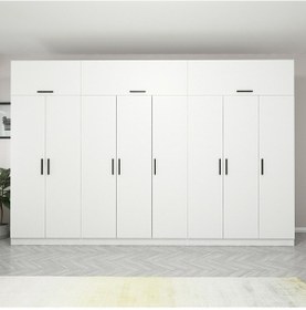 Resim Minar Kale 8 Kapaklı 4 Çekmeceli Dolap Ve Yüklük Beyaz 235cm 