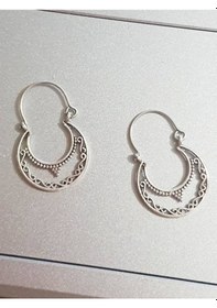 Resim Edwol Antik Çelik Gümüş Kaplama Kadın Desenli Bohem Küpe Gümüş 