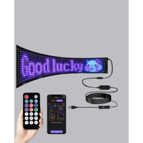 Resim Teknomiy Rgb LED Panel – Çok Renkli, Kumandalı, USB Bağlantılı Yazı ve Gıf Gösterimli Akıllı Lamba 